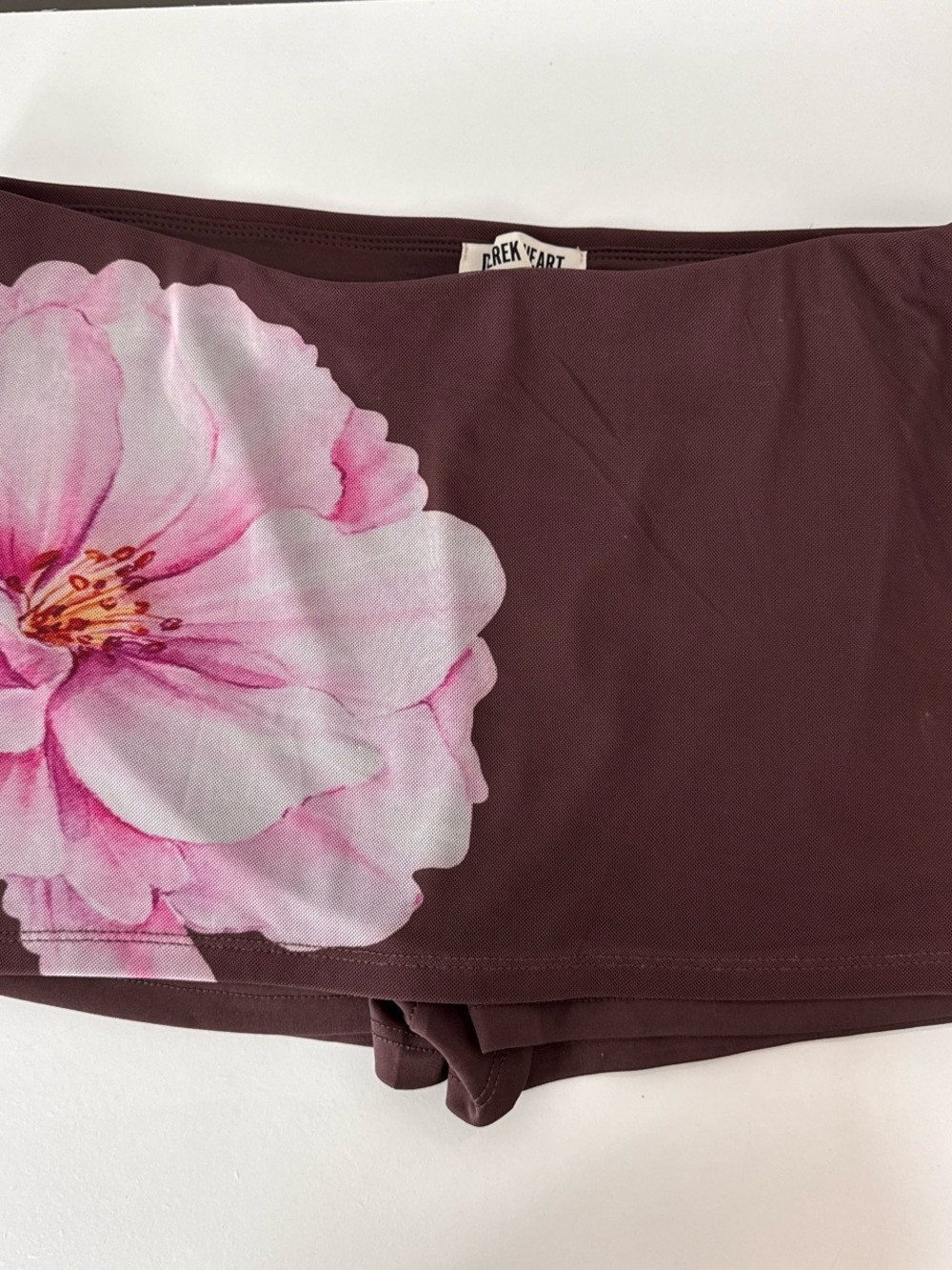 Derek Heart Plum Mini Skirt with Pink Floral Print